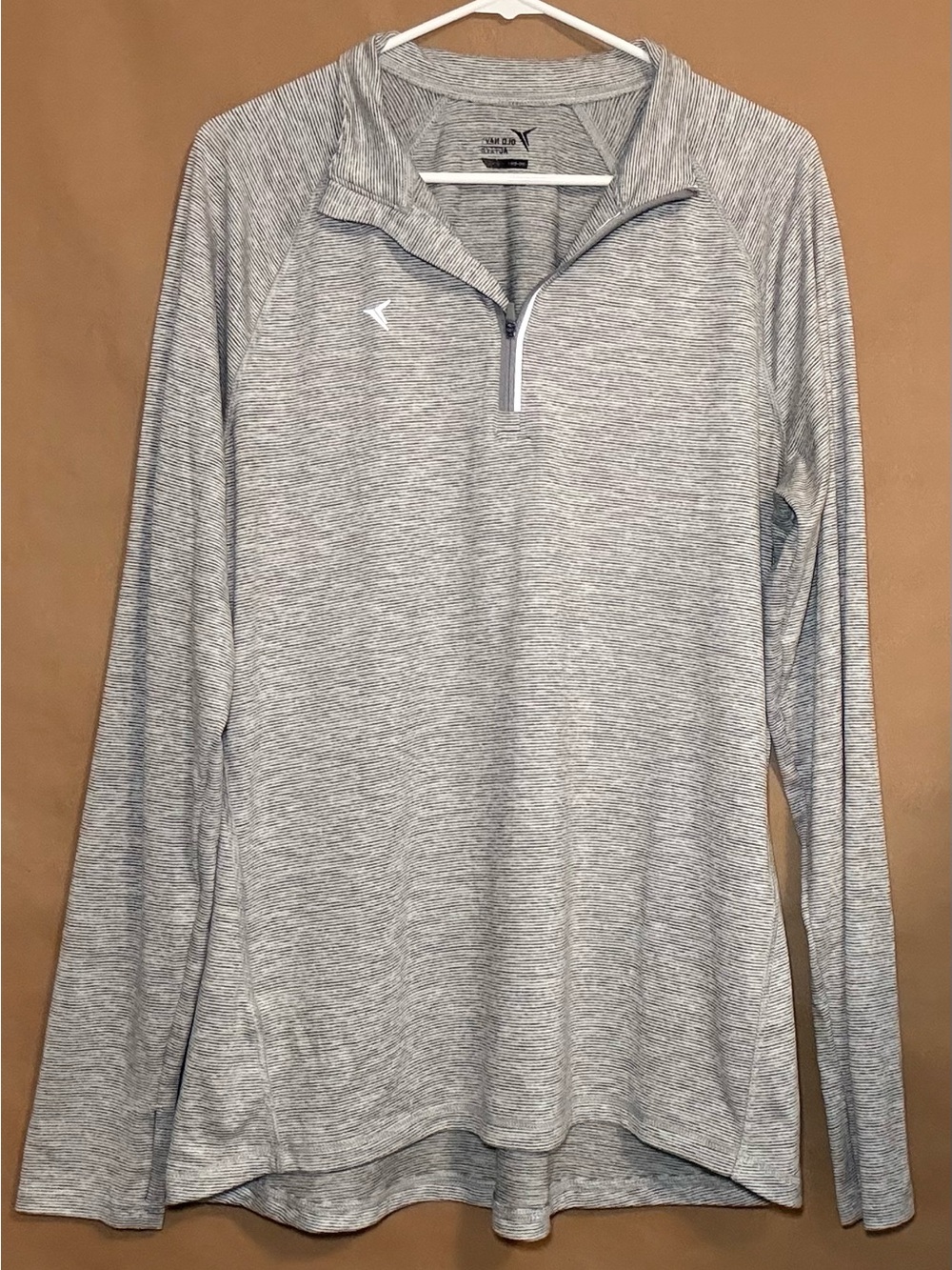Old Navy Active Go-Dry Women’s XL Grey Space Dye Stripe 1/4 Zip Pullover Top